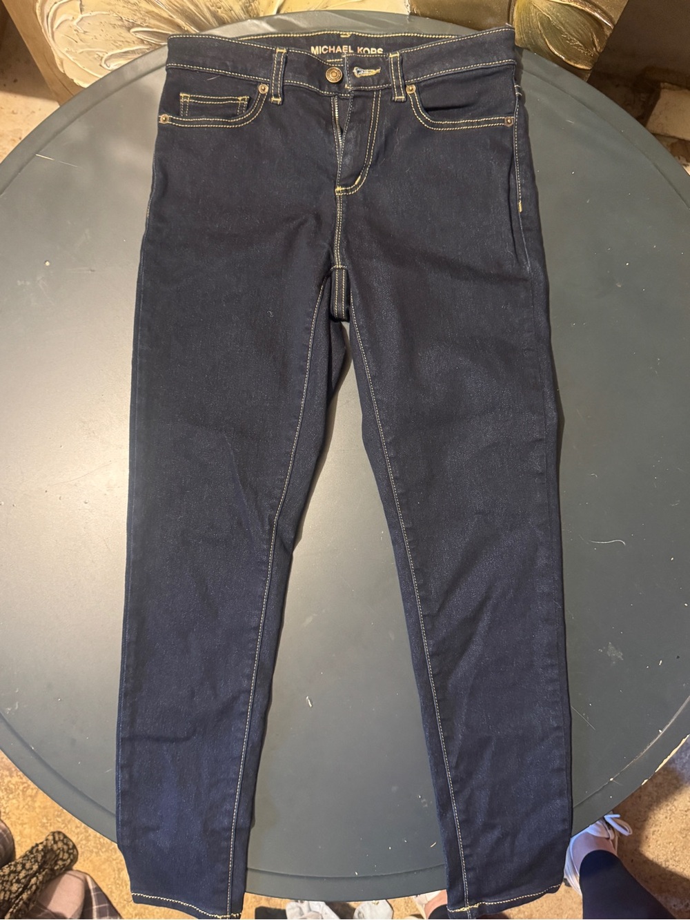 Michael Kors Dark Indigo Skinny Jeans with Contrast Stitching